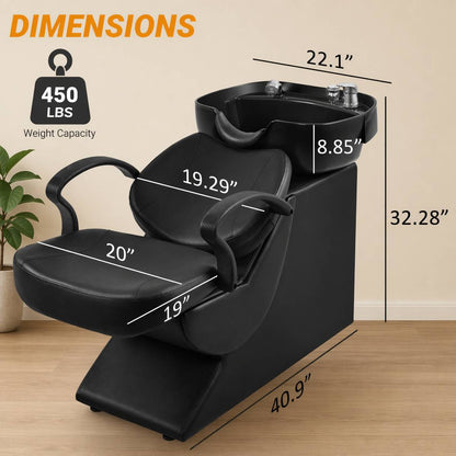 New Backwash Barber Chair ABS Plastic Shampoo Bowl Sink Unit Station Spa Salon Equipment,Black image 3