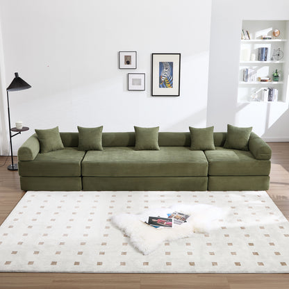 UNITED WE WIN convertible folding sofa bed, with fixed frame and pillow back handrail, cloud corduroy folding mattress sofa, folding memory foam bed in living room/dormitory/guest room/home office/apt image 11
