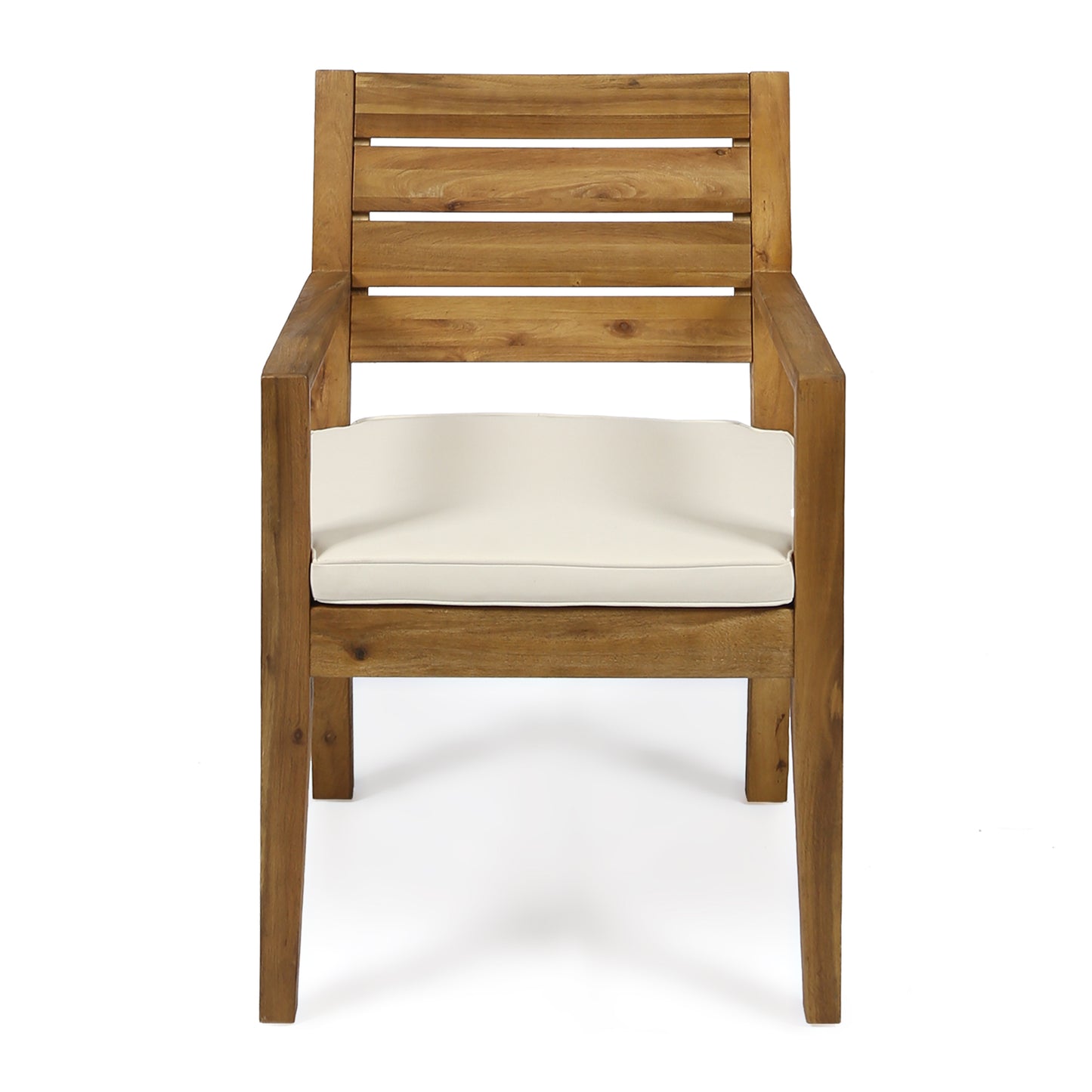 Outdoor Dining Chair Set of 2,Sandblast Natural Stained With Beige Cushion image 7