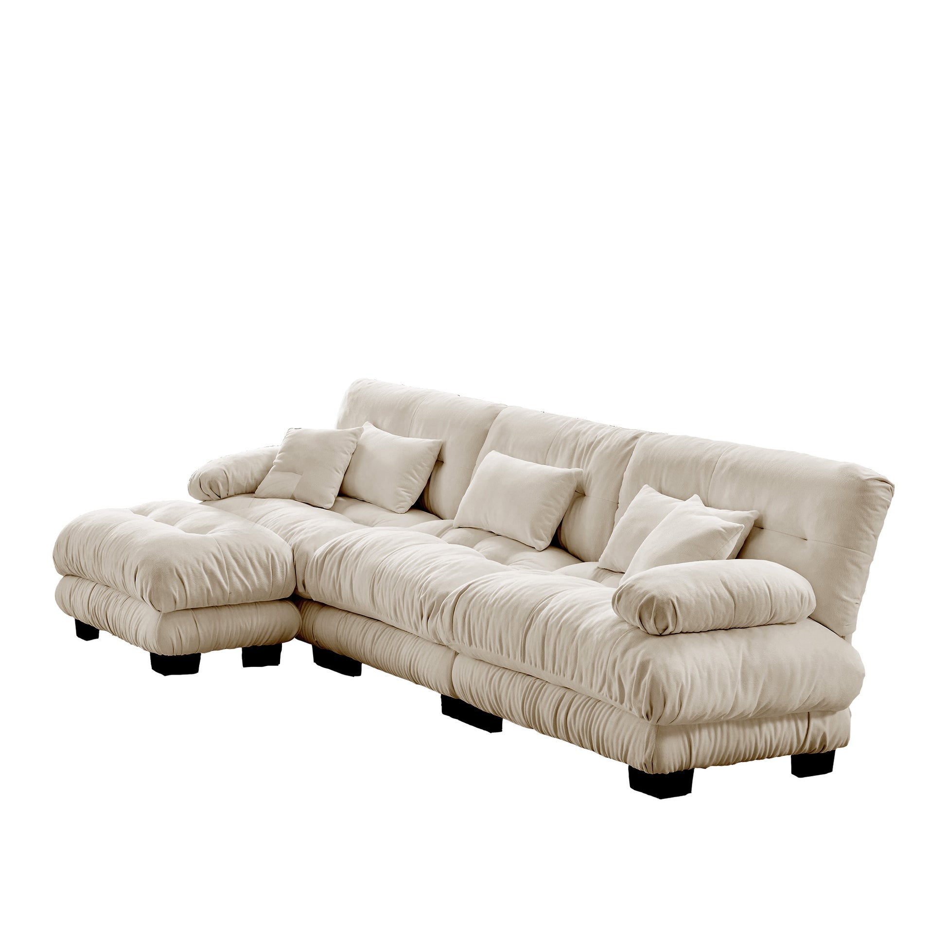 Luxury Modular Sectional Sofa Couch,Oversized L Shaped Cloud Couch for Living Room,Deep Seat Sofa Couch with Convertible Ottoman,Chenille Light coffee image 9