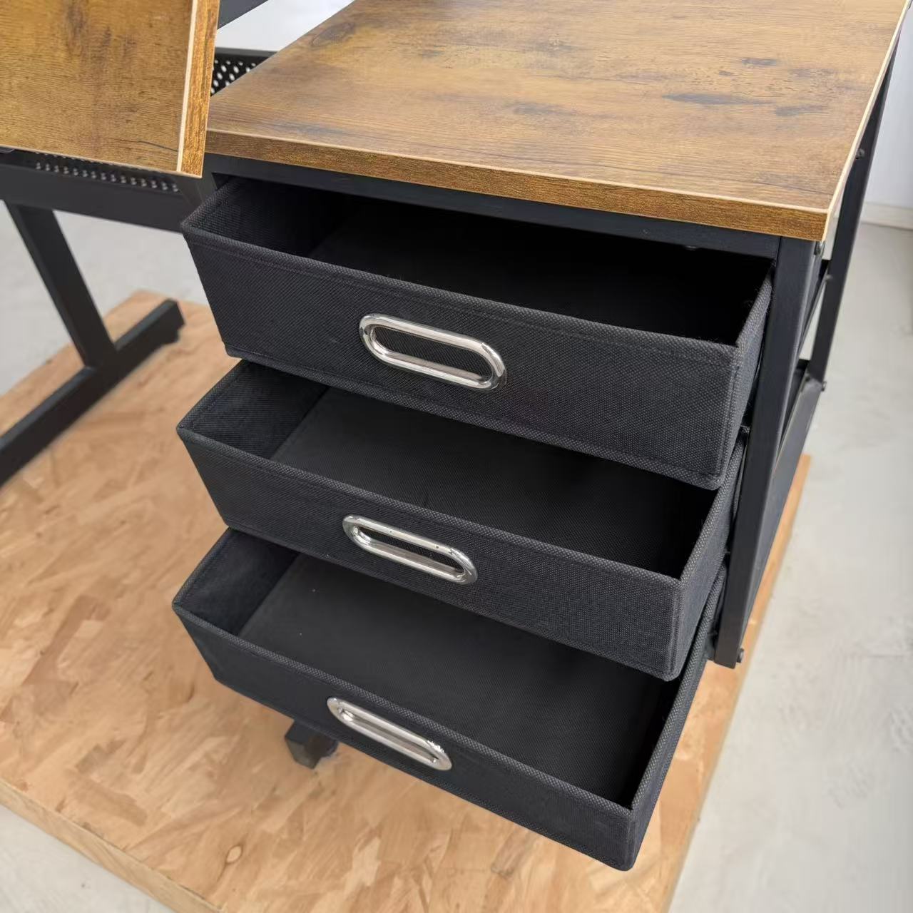 Black drafting drawing table with stool and 3 drawers image 9