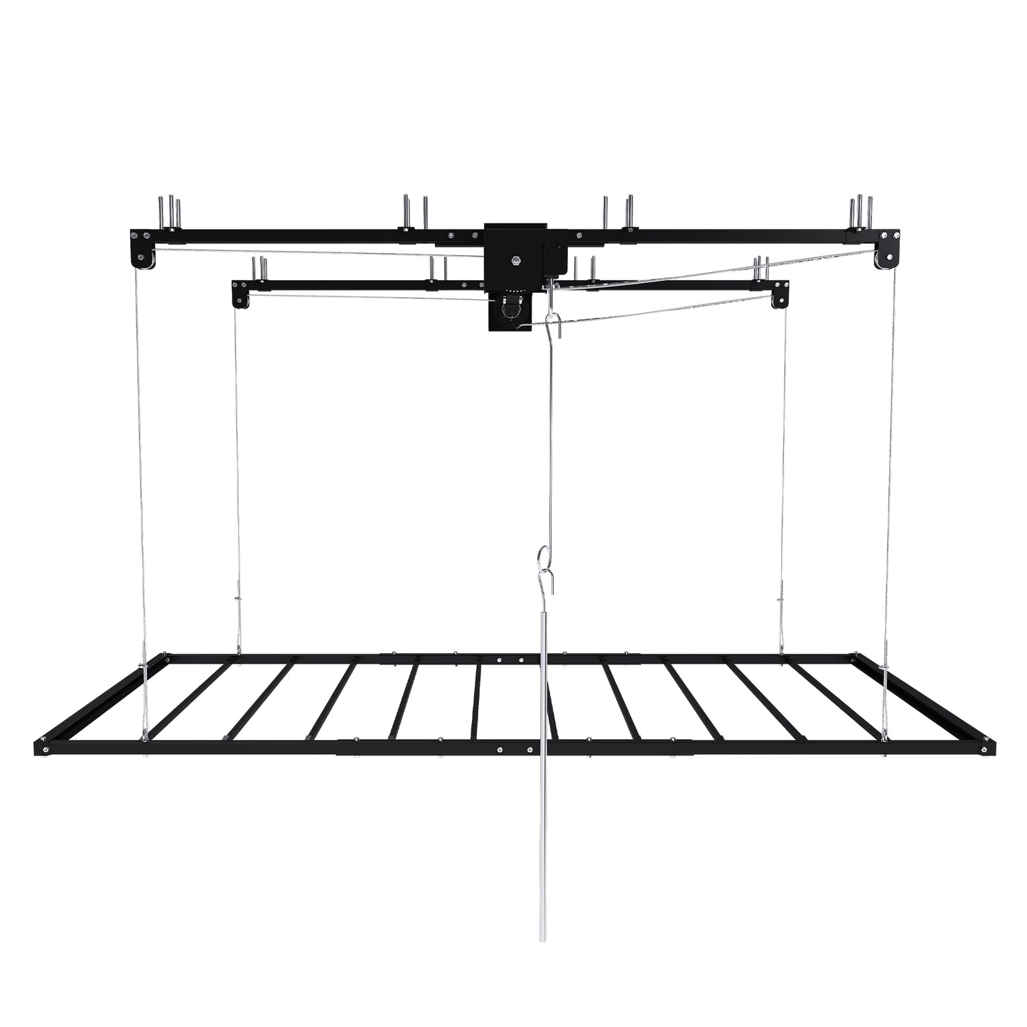 Black Overhead Garage Storage Rack 3x6 FT for High Ceilings 10-12 FT, 370LBS Capacity All-Steel Construction with Safety Lock (Installation Required, Heavy-Duty Garage Organizer) RR image 12