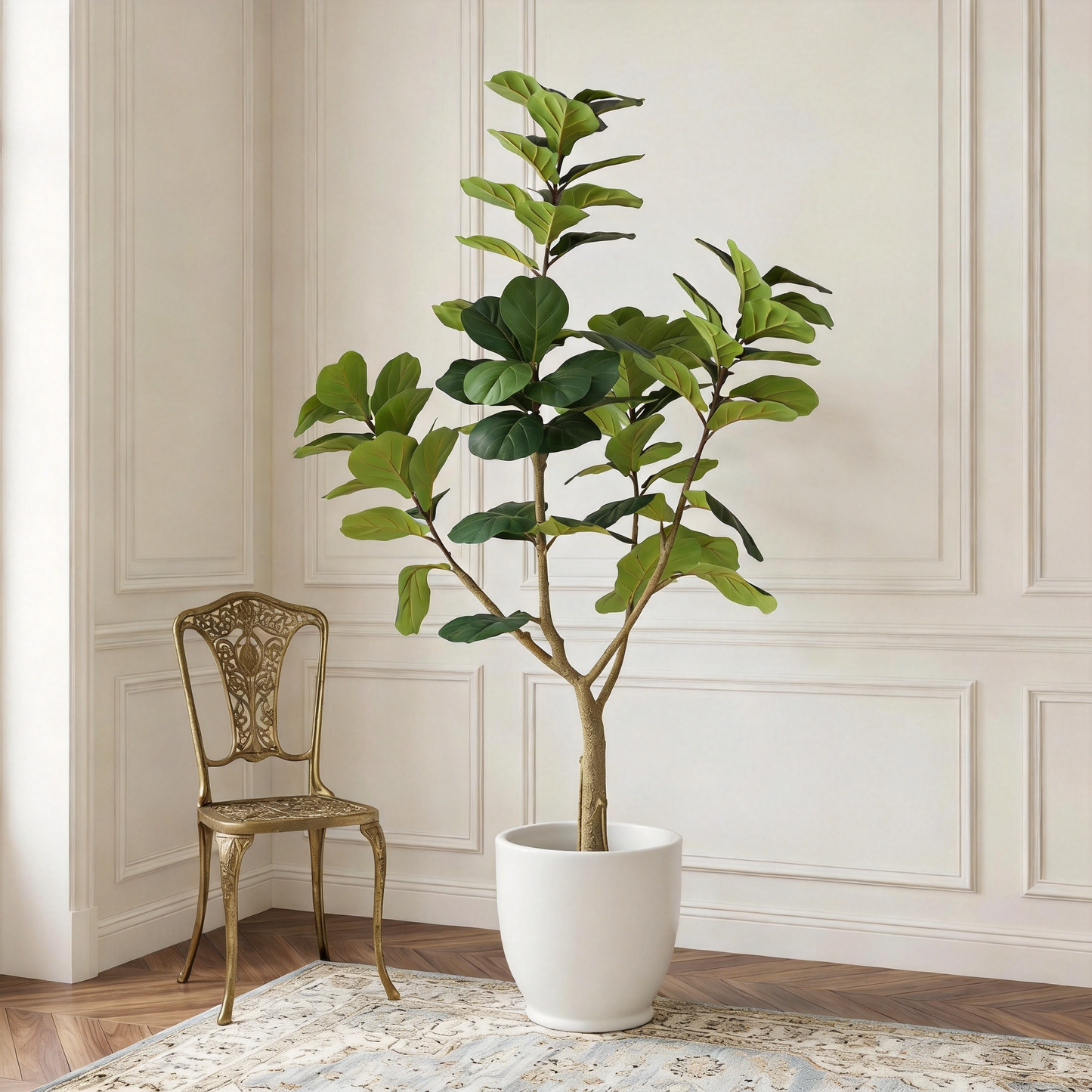 6FT Artificial Fiddle Leaf Fig Tree, Realistic Faux Potted Plant in Black Pot, 1pc/set image 1