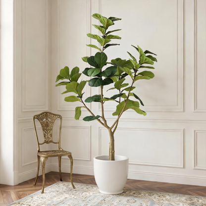 6FT Artificial Fiddle Leaf Fig Tree, Realistic Faux Potted Plant in Black Pot, 1pc/set image 1