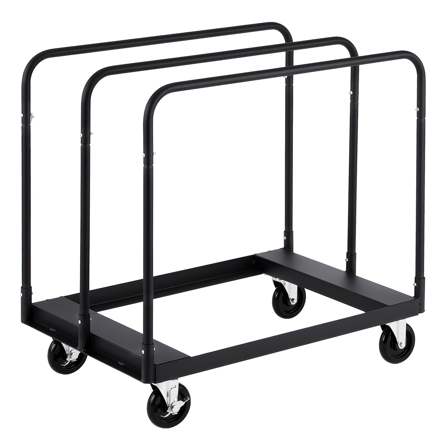 Drywall Cart Dolly, 1800 lbs Load Capacity, Steel Panel Truck Cart with 5 inch Swivel Casters, Lumber Drywall Dolly with with Tie-Down Strap & 3 Side Handrails for Factory, Warehouse, Garage, Black image 2