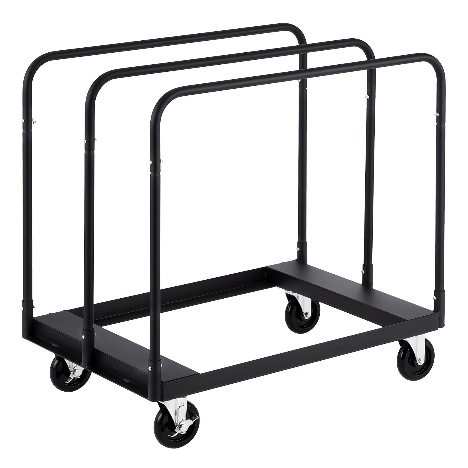 Drywall Cart Dolly, 1800 lbs Load Capacity, Steel Panel Truck Cart with 5 inch Swivel Casters, Lumber Drywall Dolly with with Tie-Down Strap & 3 Side Handrails for Factory, Warehouse, Garage, Black image 2
