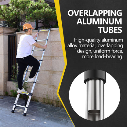 8.5FT telescopic ladder, telescopic aluminum alloy multi-purpose folding telescopic ladder with hooks and triangular support frame, suitable for outdoor work at home or RV image 6
