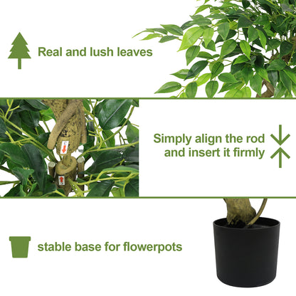 5.2FT Artificial Ficus Tree, Lifelike Faux Banyan Tree with Pot for Home, Office Patio Decor, 1pc/set image 7