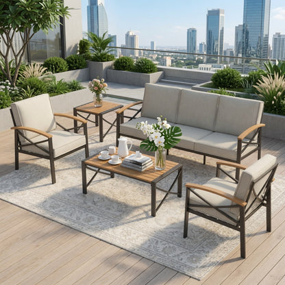 18.9” Black Square Side Havey-Duty Metal Outdoor Patio End Table image 3