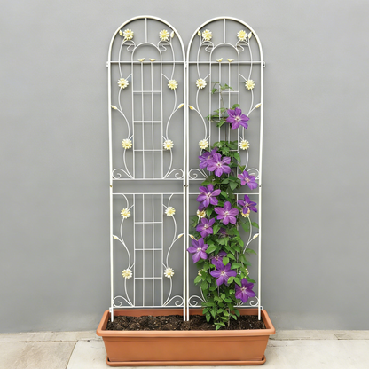 2 Pack Metal Garden Trellis 86.7" x 19.7" Rustproof Trellis for Climbing Plants Outdoor Flower Support Cream White image 1
