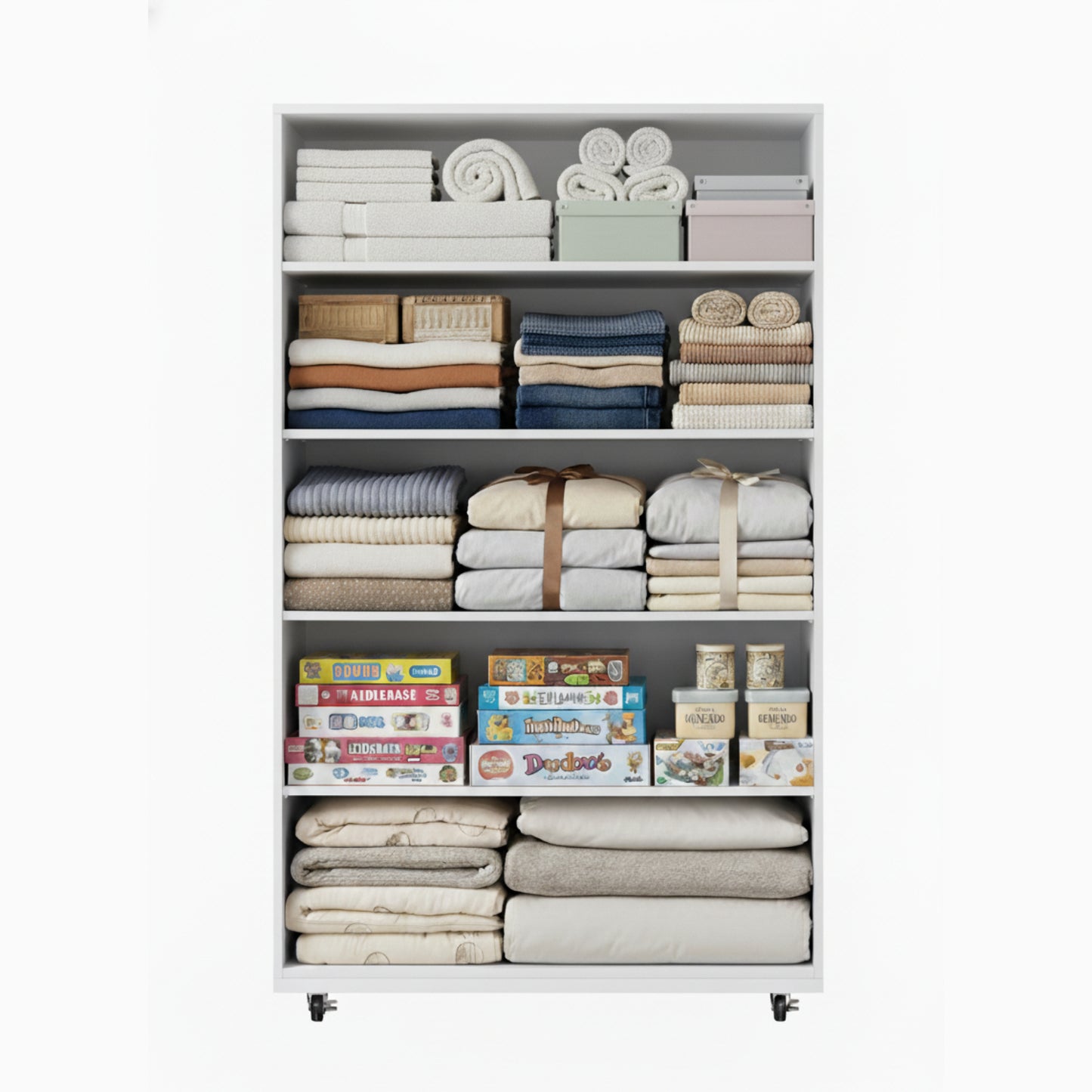 White 5-Drawer Dresser with Wheels – Modern Storage Cabinet image 8