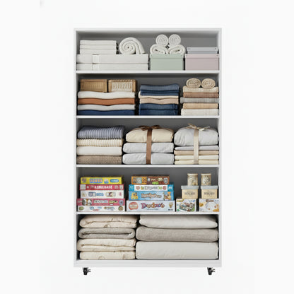 White 5-Drawer Dresser with Wheels – Modern Storage Cabinet image 8