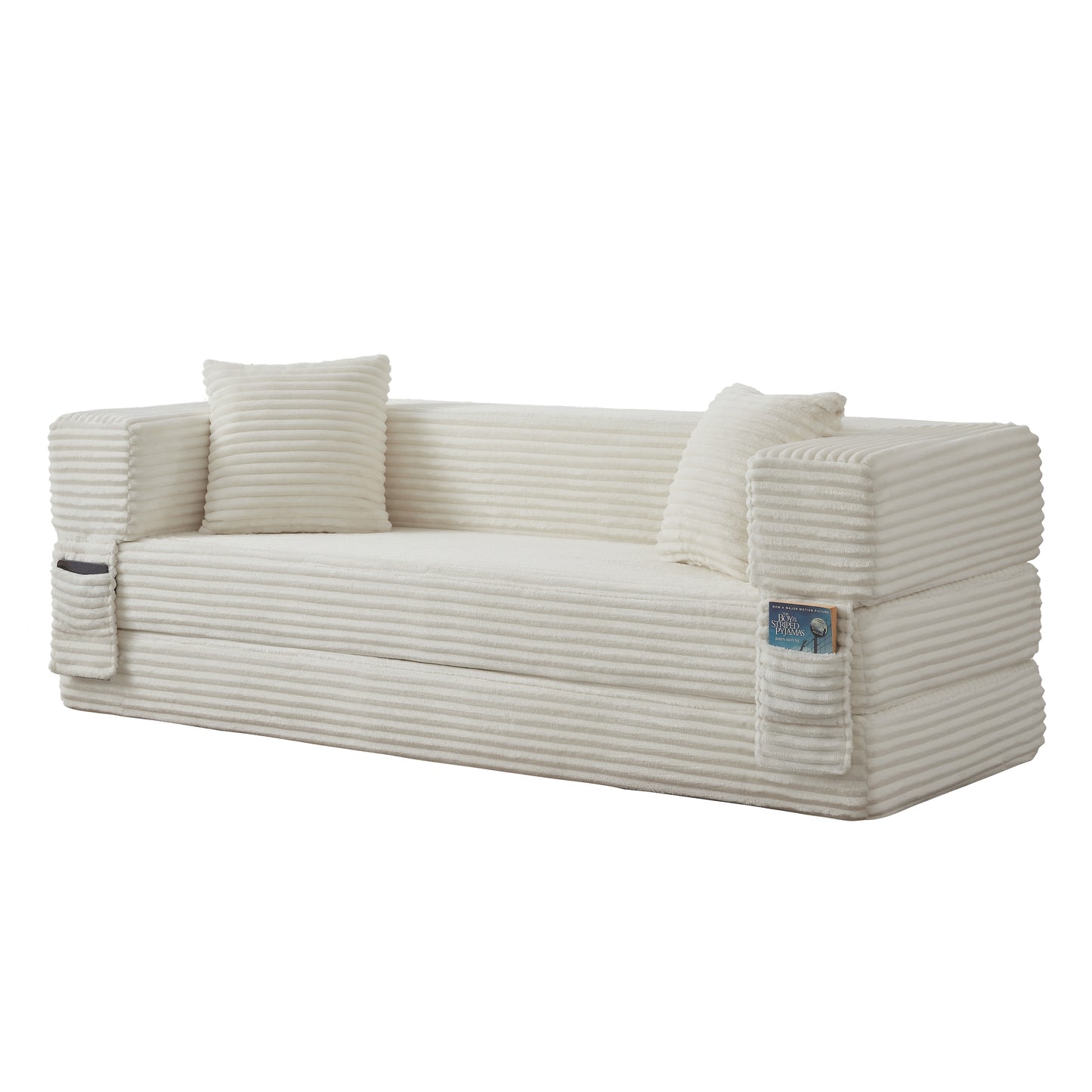 Modern cord sofa with stylish appearance, classic square design, unique two-tier design, convertible into a bed, ideal for apartments and large spaces. image 11