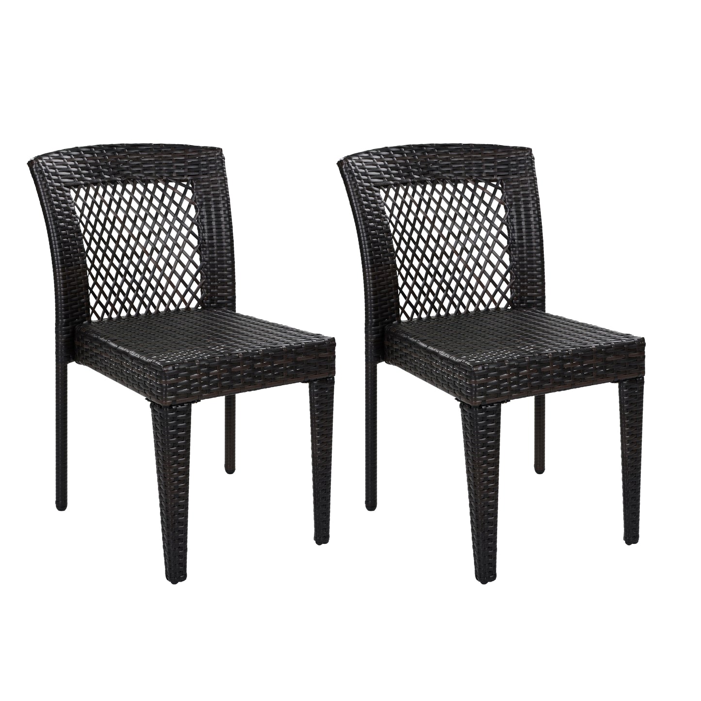 Outdoor Dining Chairs Set of 2, Stackable Chairs with UV-Resistant PE Rattan and Steel Frame, for Patio, Garden, Balcony, Supports 400lbs image 5
