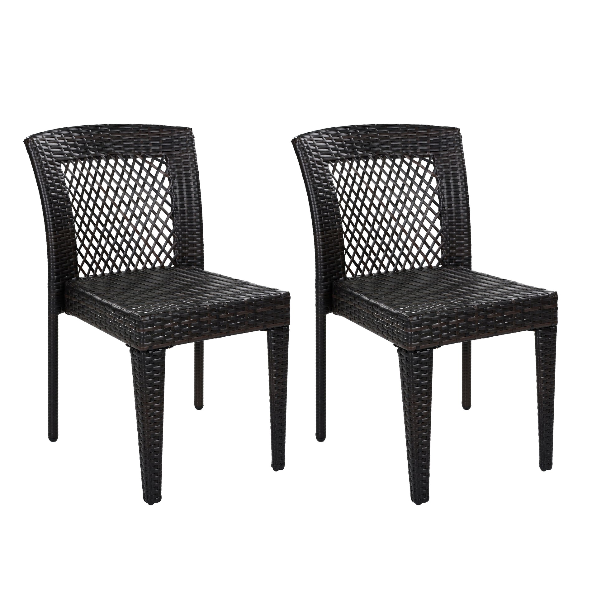 Outdoor Dining Chairs Set of 2, Stackable Chairs with UV-Resistant PE Rattan and Steel Frame, for Patio, Garden, Balcony, Supports 400lbs image 5