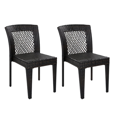 Outdoor Dining Chairs Set of 2, Stackable Chairs with UV-Resistant PE Rattan and Steel Frame, for Patio, Garden, Balcony, Supports 400lbs image 5