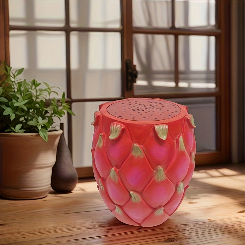13.4" Oversized Resin Dragon Fruit Stool, Multi-Purpose Side Table & Plant Stand, Decorative Furniture for Home, Garden, Patio, Indoor & Outdoor Use image 7
