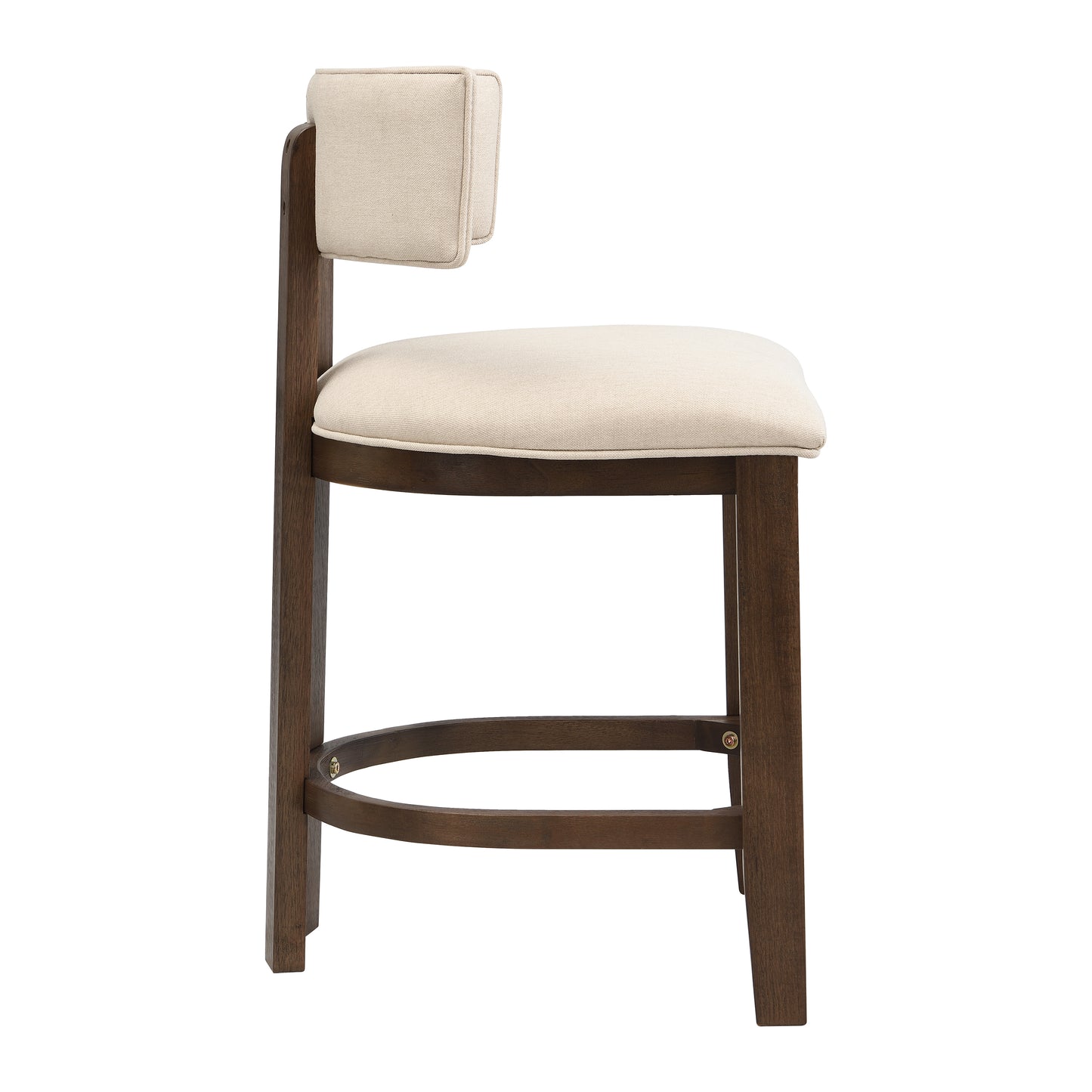26" Counter Height Bar Stool, Upholstered Counter Stools (Set of 2)-Walnut+Beige image 7