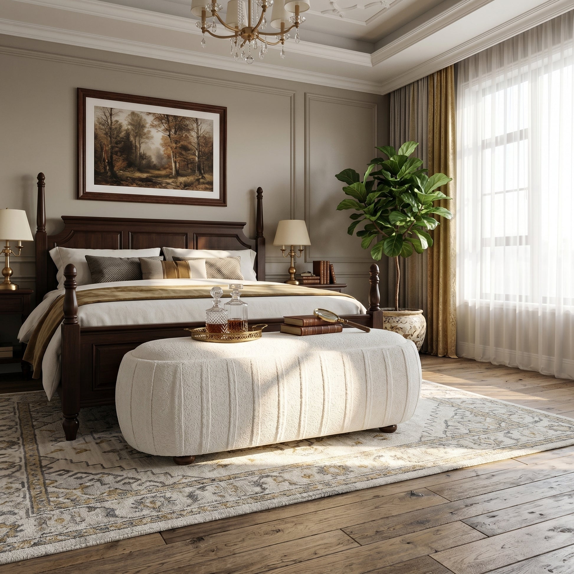 Upholstered Ottoman,Oval shape image 2