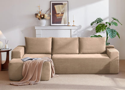 New 96.9"Cloud Sectional Couch with L-Shape Chaise,Modern Modular Sofa with Deep Seat,Upholstered Couches for Living Room Bedroom,No Assembly Required,(Corduroy Fabric),Camel,left image 2