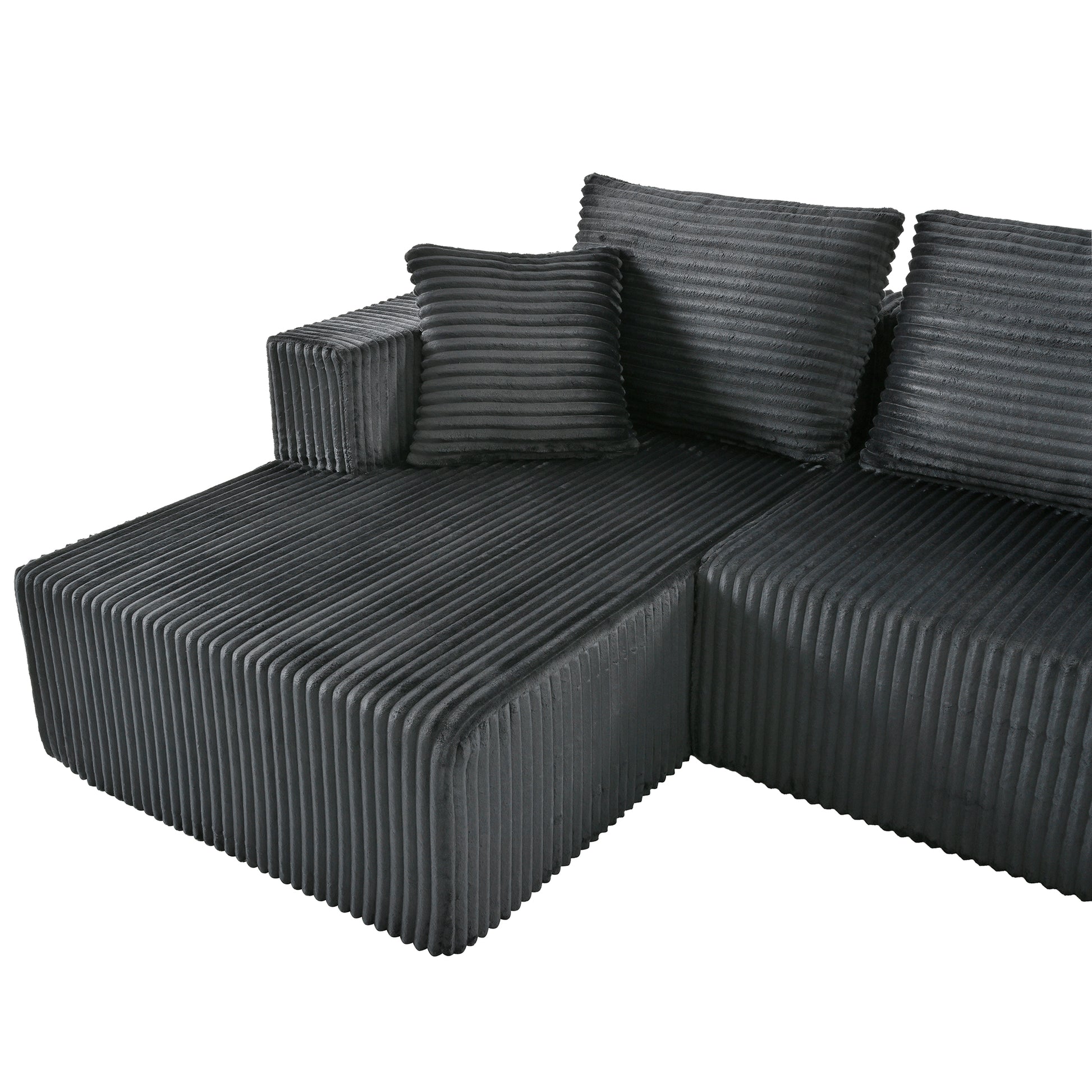 132.1 Inch Modular Sectional Sofa, U-Shaped Corduroy Sofa Couch with Double Chaise, Oversized Deep Seat Cloud Couch for Living Room, Apartment, Gray image 4