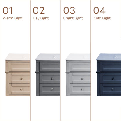 36'' Wall Mounted Bathroom Vanity, Floating Bathroom Storage Cabinet with 2 Drawers, 1 Tip-out Drawer, 3 Holes Single Ceramic Sink, Modern Cabinet. image 8