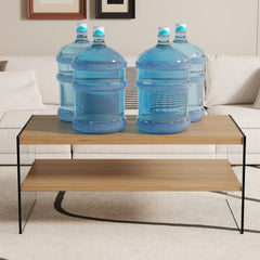 Double layered rectangular coffee table.The board is made of MDF with wooden stickers, with transparent tempered glass on both side.Suitable for various occasions such as living rooms and bedrooms.