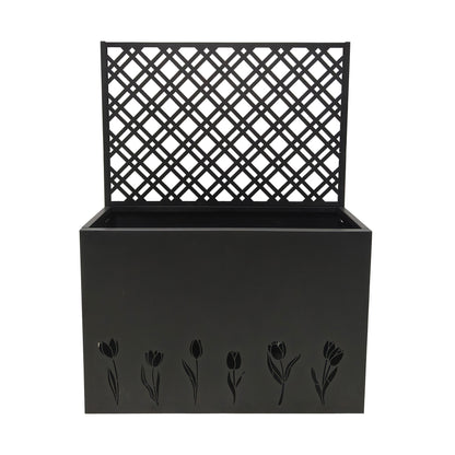 Tall Metal Planter Raised Garden Bed with Trellis 35.5in L x 11.9in W x 47.3in H - Large Flower Box Privacy Screen for Porch, Patio, Garden, Commercial Décor, Tulip Black image 11