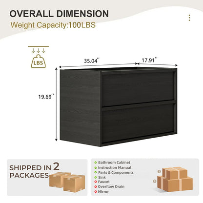 36 Inch Bathroom Vanity, KD-PACKING-(Only Vanity, Without Basin) image 7