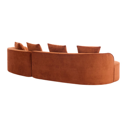 126" Curved Sectional Sofa (Dark Orange-D28 Full Foam) image 5