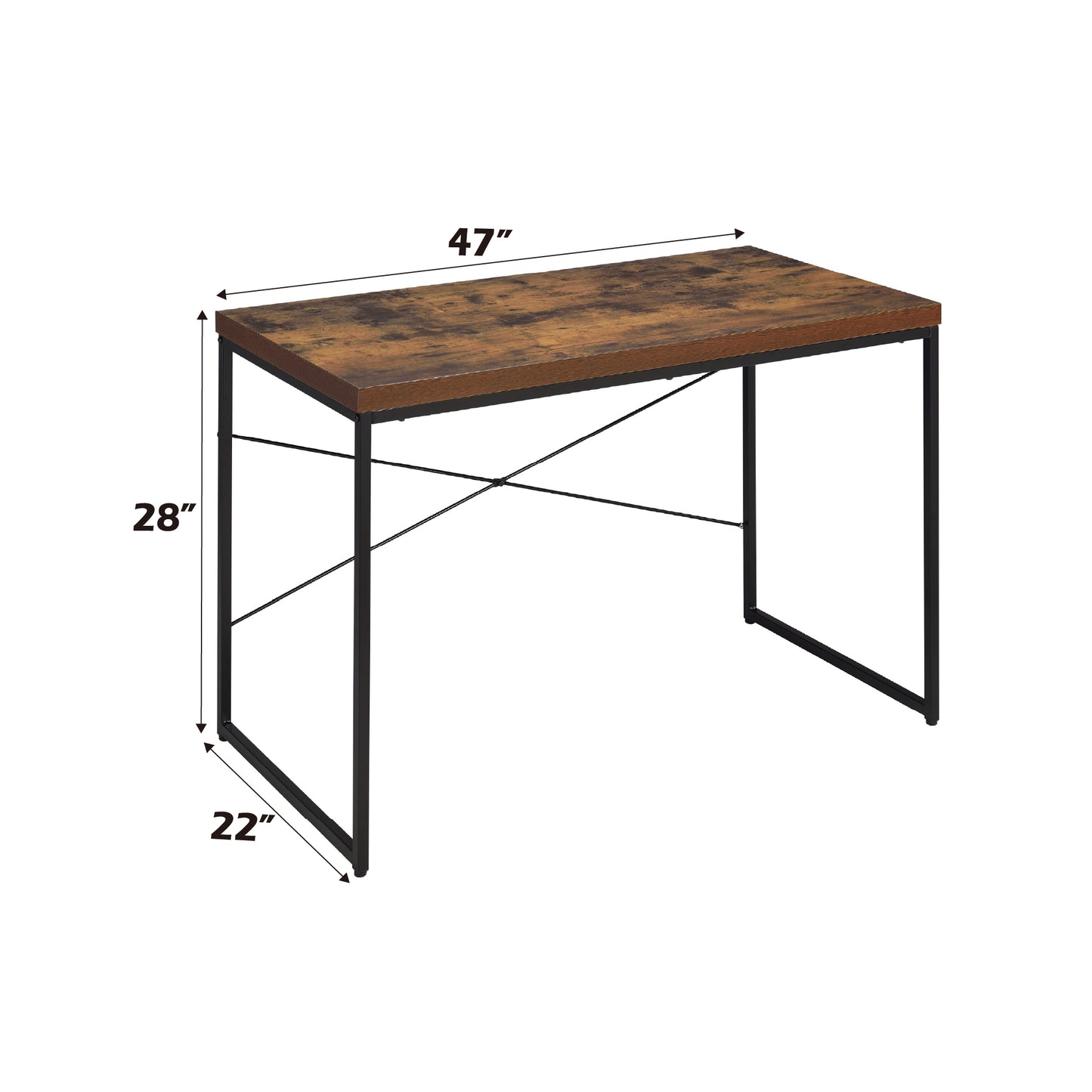 Bob Weathered Oak & Black Finish Writing Desk/Dressing Table/Game Table/Small Dining Table w/ Metal Legs image 5