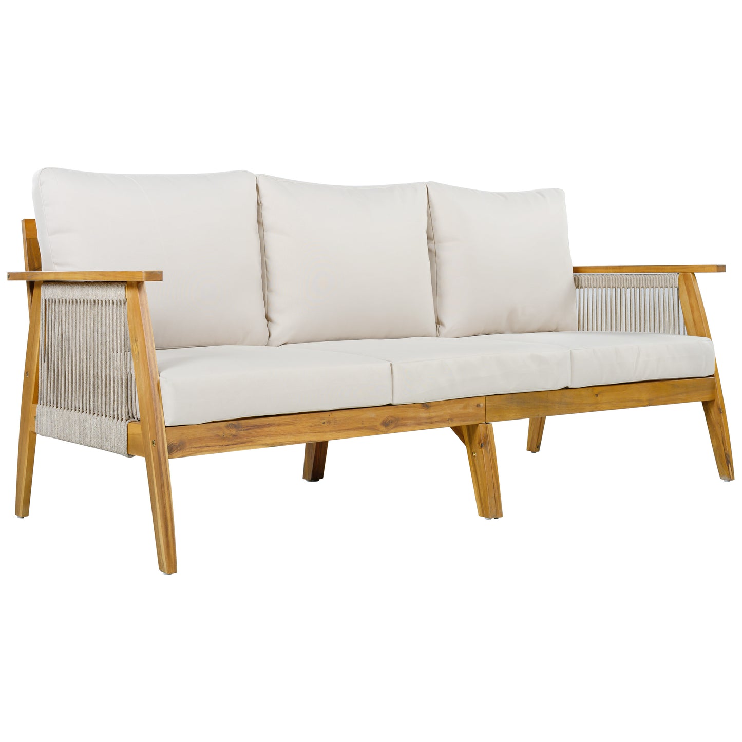 Outdoor Acacia Wood and Rope 3 Seater Patio Sofa image 10