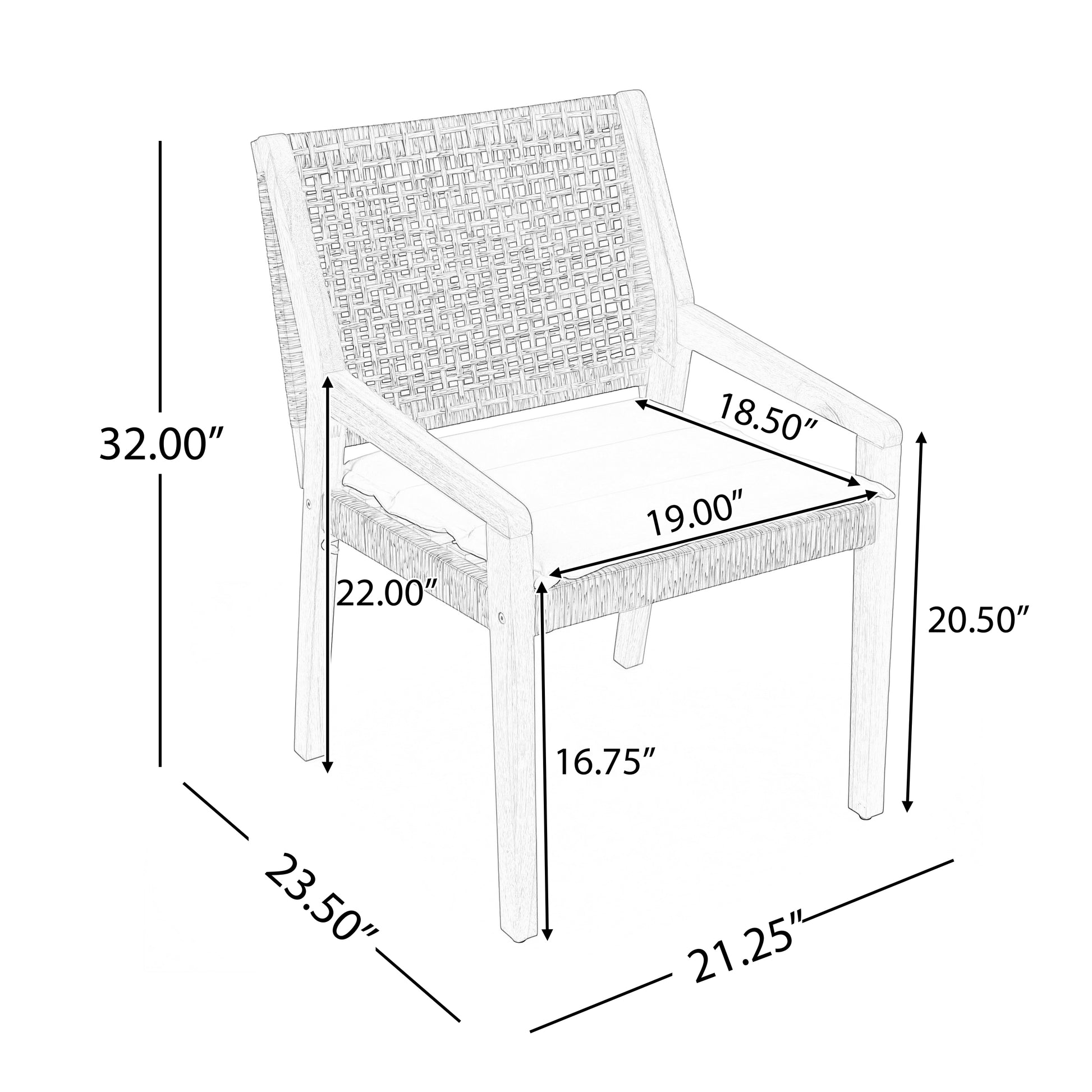 Outdoor Dining Set – Premium Acacia Wood Della Table & Wicker Chairs with Cream Cushion for Comfortable Dining Experience,Suitable for large gatherings(1 Table + 6 Chairs) image 3