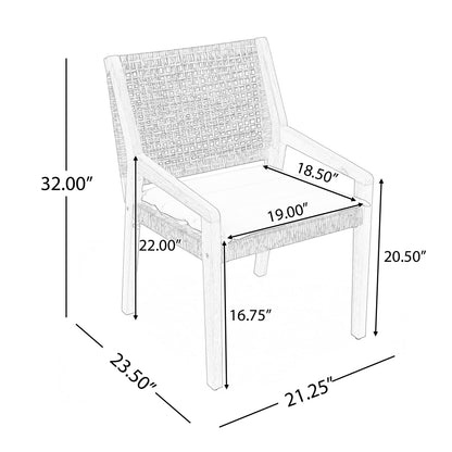 Outdoor Dining Set – Premium Acacia Wood Della Table & Wicker Chairs with Cream Cushion for Comfortable Dining Experience,Suitable for large gatherings(1 Table + 6 Chairs) image 3