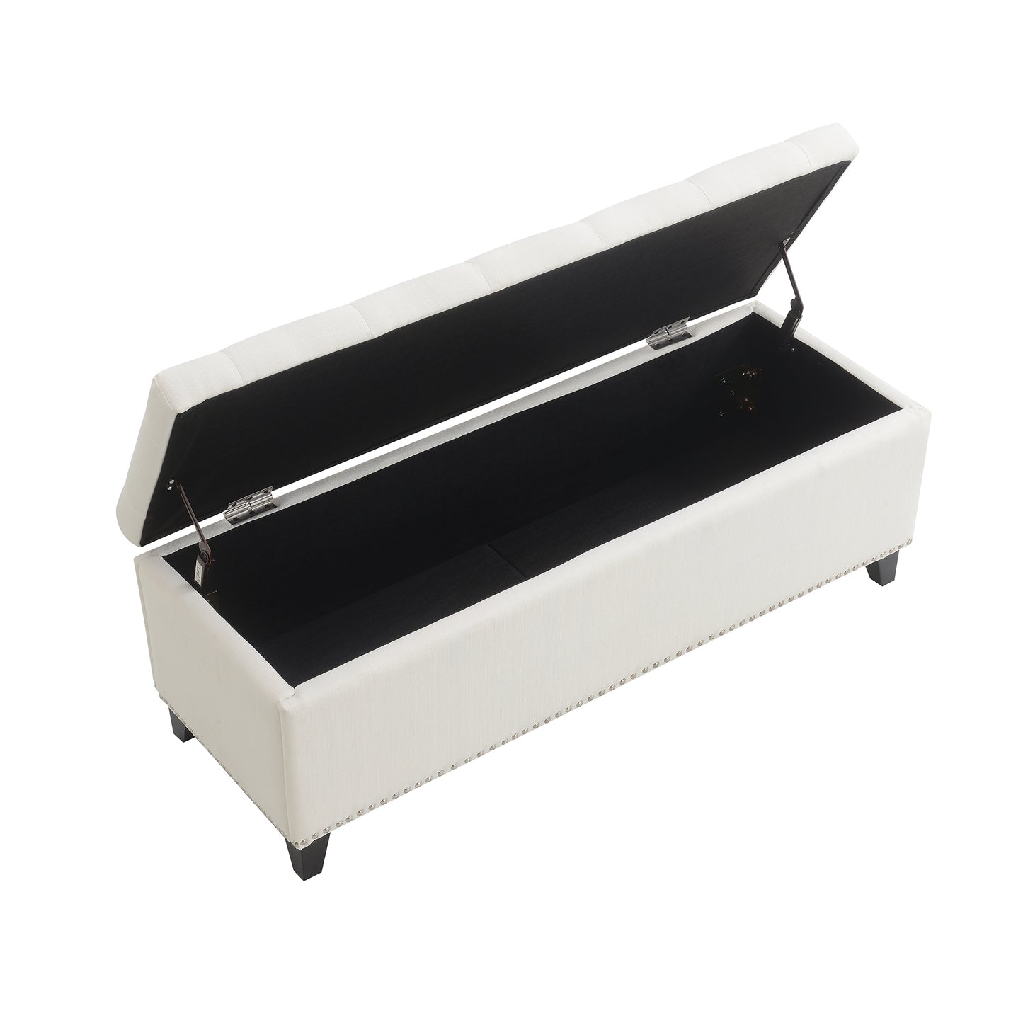 47.5" Storage Ottoman, Storage Bench with Safety Close Hinge, Linen Button-Tufted Ottoman for Living Room, Entryway, Hallway, Foot Rest, Support 500lbs - Beige image 6