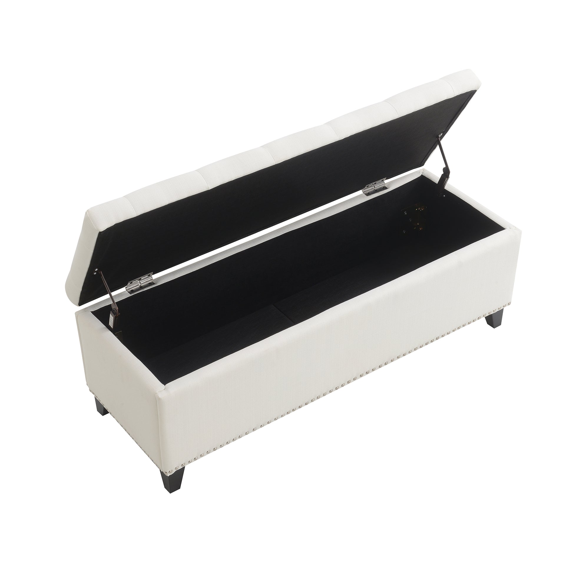 47.5" Storage Ottoman, Storage Bench with Safety Close Hinge, Linen Button-Tufted Ottoman for Living Room, Entryway, Hallway, Foot Rest, Support 500lbs - Beige image 6