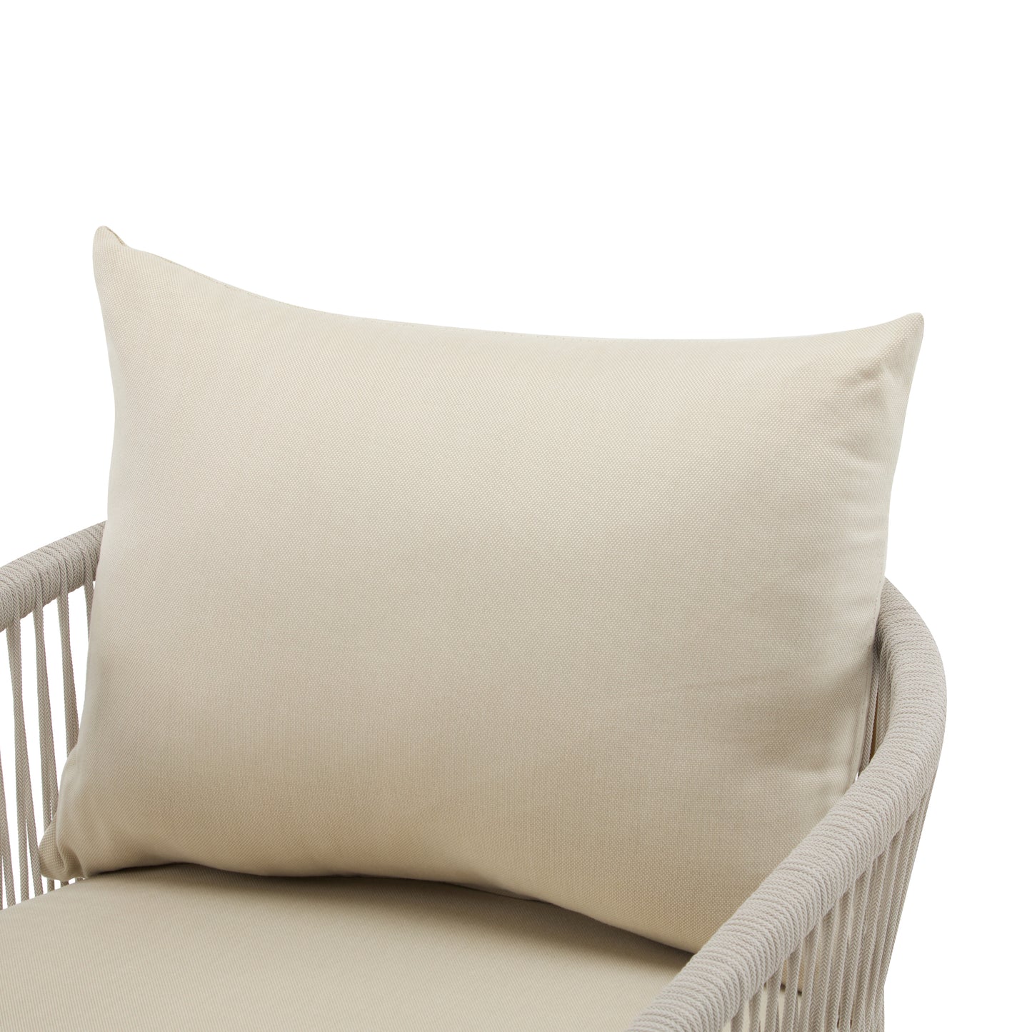 Modern Beige Curved Aluminum Lounge Chair with Stylish Rope-Weave Design and Cushioned Comfort, Perfect for Outdoor Living image 9