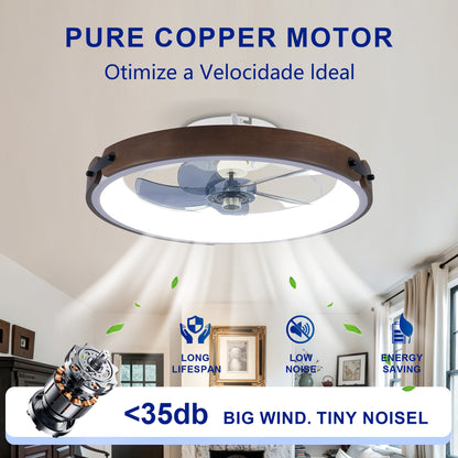 20" Ceiling Fans with Lights Kit (Led) and Remote Control, 3000-6500K Dimmable Modern Flush Mount LED Fan Light, 6 Speeds, Quiet DC Motor For Living room, Bedroom,Kitchen----Walnut+ Black image 12