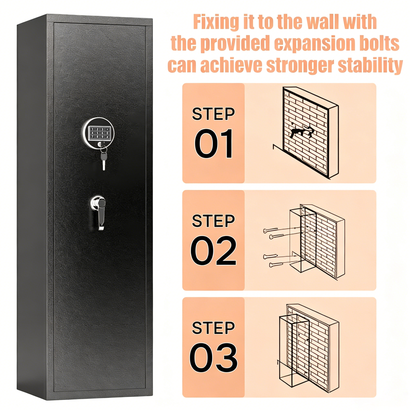 57" High Large Capacity Mechanical Gun Safe for Rifles & Handguns, Digital Password Lock, Built-In Independent Lock Box, Adjustable Shelves, Pre-Assembled No Assembly Required image 10