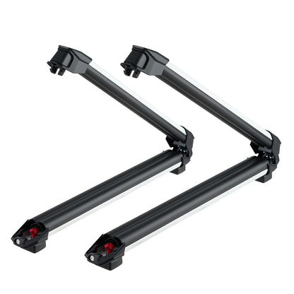 Ski & Snowboard Roof Rack, Carry up to 6 Pairs of Skis or 4 Snowboards, 2 PCS Aluminum Universal Car Roof Rack with Lock & Rubber Padding, Carrier for Fishing Rod, Fit Most Slotted Crossbars image 2