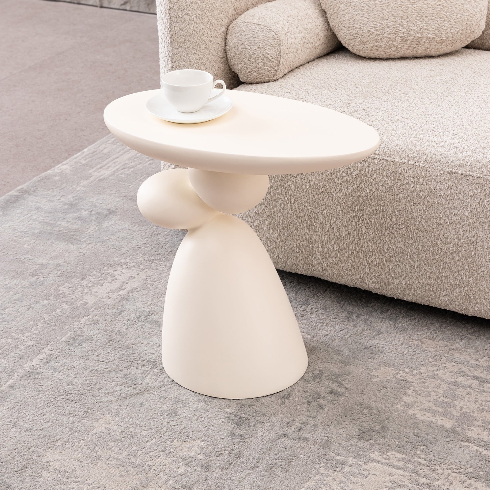 Lucky Stone End Table, Fiberglass Side Table, Modern Minimalist Corner Table, Coffee table with Decoration, Home Decor for Living Room, Bedroom, Guestroom image 2