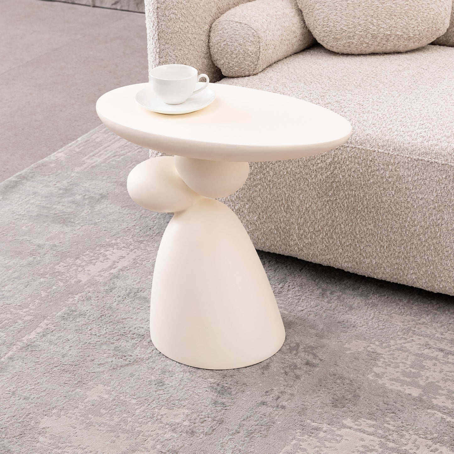 Lucky Stone End Table, Fiberglass Side Table, Modern Minimalist Corner Table, Coffee table with Decoration, Home Decor for Living Room, Bedroom, Guestroom image 2