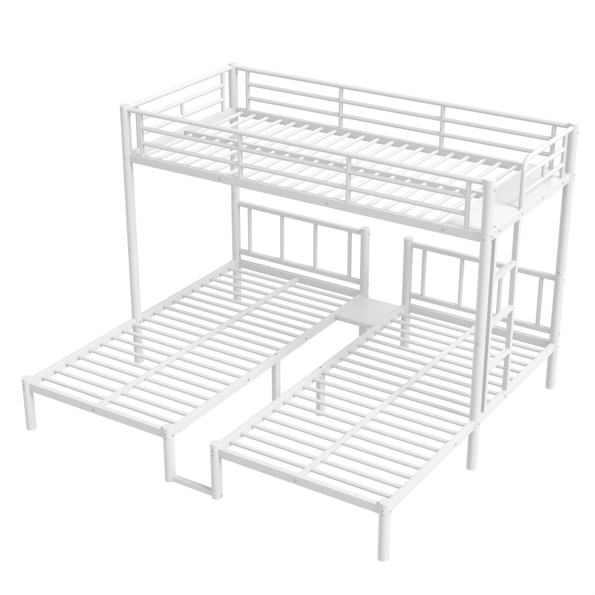 Twin over Twin & Twin Bunk Beds for 3, Twin XL over Twin & Twin Bunk Bed Metal Triple Bunk Bed, White image 10
