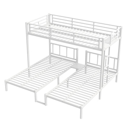 Twin over Twin & Twin Bunk Beds for 3, Twin XL over Twin & Twin Bunk Bed Metal Triple Bunk Bed, White image 10