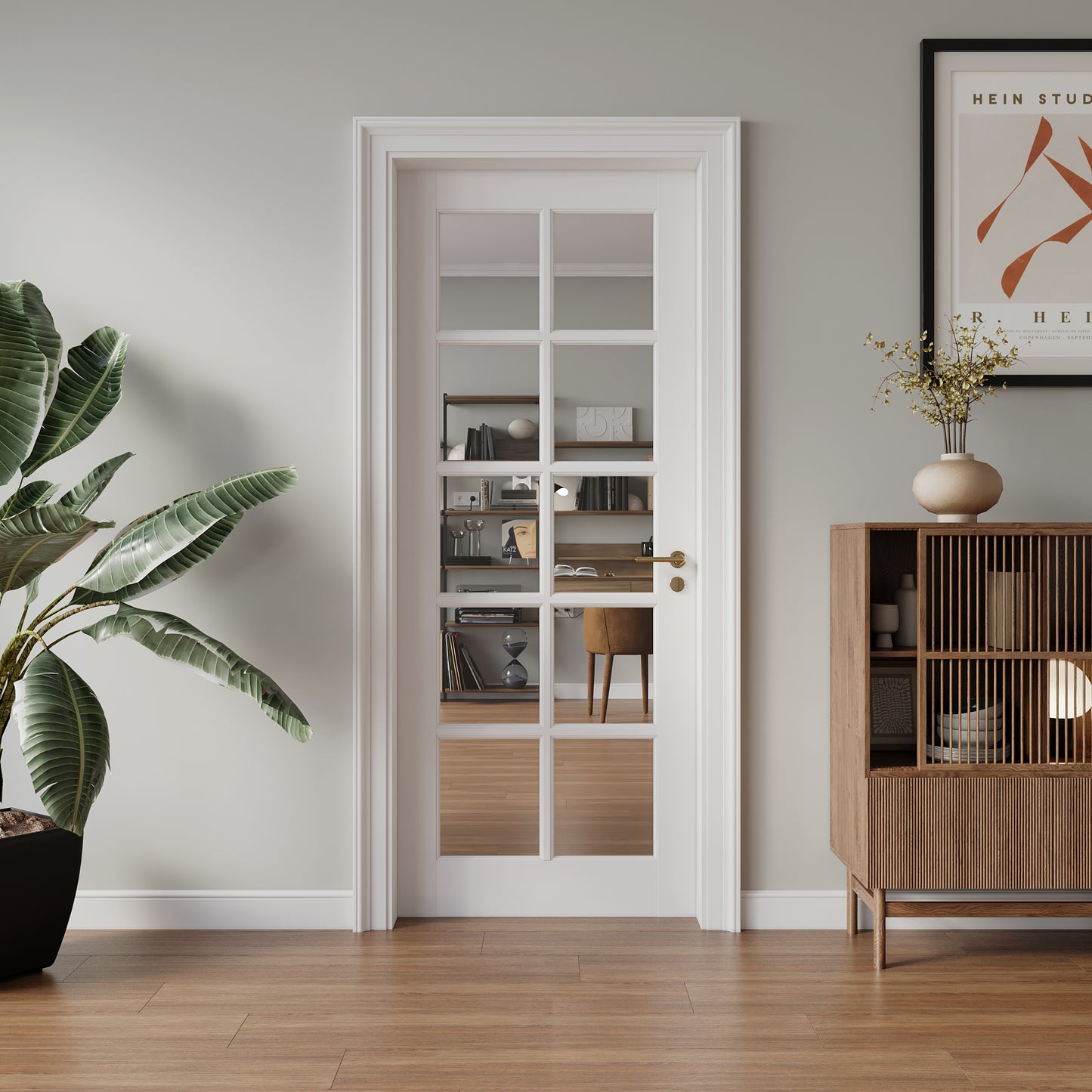 32" X 80"10-Lite Preassembled Clear Glass French Door, for Closet Pantry Bedroom Livingroom Study Office kitchen, Barn Doors-Shaker w/o Hardware image 1