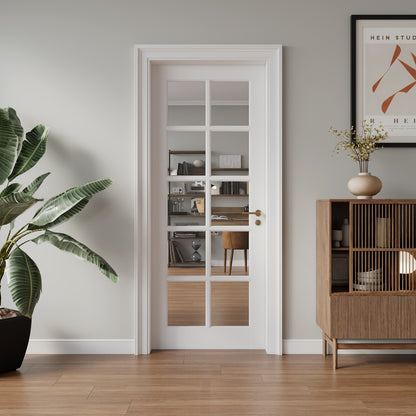 32" X 80"10-Lite Preassembled Clear Glass French Door, for Closet Pantry Bedroom Livingroom Study Office kitchen, Barn Doors-Shaker w/o Hardware image 1