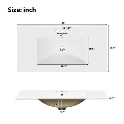 36" Gray Modern Bathroom Vanity with Ceramic Sink, Soft-Close Door, and 4 Storage Drawers,offering a refined look with practical everyday functionality.(Old SKU:N729P253935E) image 10