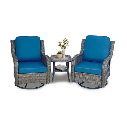 Wicker Patio Furniture Set - 3 Piece Rattan Outdoor Sectional Conversation Sets 2 Piece Wicker Hang gliding Chairs and 1 Side Table image 4