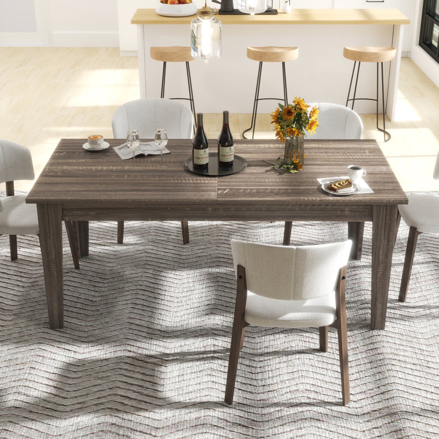 Dining Table, 106.3 in Large Extendable Kitchen Table image 8