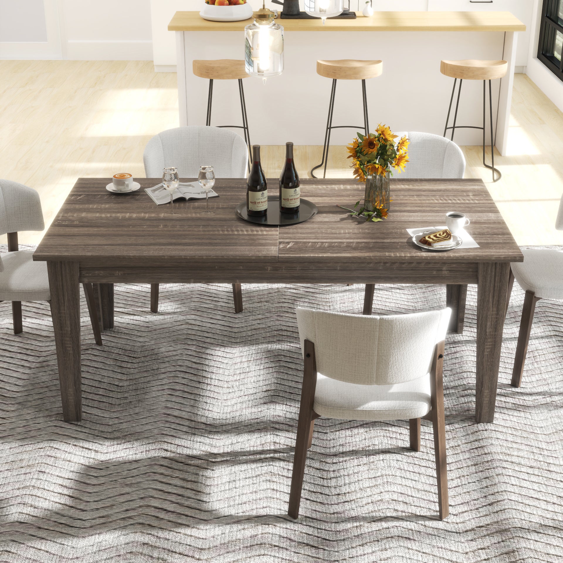 Dining Table, 106.3 in Large Extendable Kitchen Table image 8